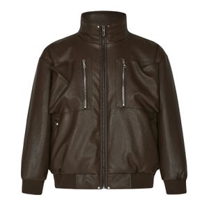 Madeextreme Maillard Retro Pu Leather Coat Shicky Dark Leather Coat للرجال والنساء 231221