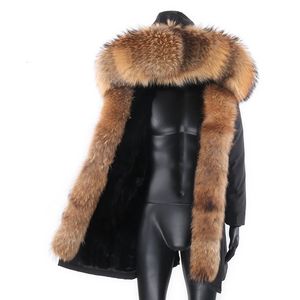 Waterproof men's Parka winter jacket fashion thick long rabbit fur coat Parkas natural 231220