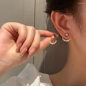 Orecchini a bottone moda zircone stella luna per le donne Due modi di indossare gioielli con strass per ragazze