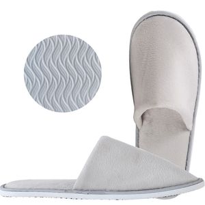 Menina de algodão de algodão da moda clássica Mulheres internas com bolsa de armazenamento Viagem Hotel suave Hotel respirável confortável portátil spa Solid Slippers-8