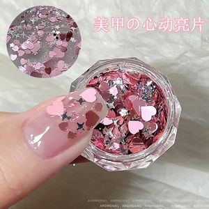 Nail Glitter 1Pc Spakle Art Sequins Mixed Heart Star Shaped Paillette Flakes For 3D Decals Accessories