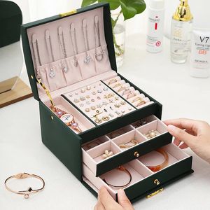 BLOONG Schichten Schmuck Organizer Box Exquisite Frauen Mädchen Geschenk Display Halter Ohrring Ring Halskette Lagerung 231220