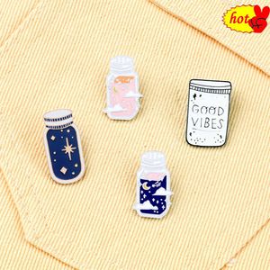 4 Style Starry Sky Enamal Pins Cute Bottle Brooches Women Men Lapel Pin Badges Kids Backpack Decoration Jewelry Gift for Friend