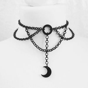 Moon Gothic Chains O Ring Choker gothic choker moon necklace 231221