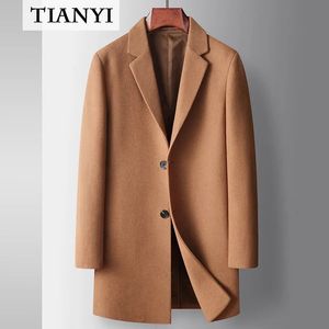 High Quality Men's Woolen Coat Autumn and Winter Long Youth Business 100% Woolen Trench Coat Solid Color Casual Wool Coat 231221