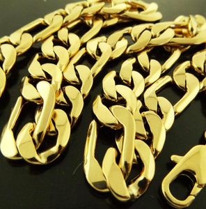 24quot Heavy 8mm Real 18k Fine Solid Finish Gold Necklace Chain Solid Figaro Link Design8639936