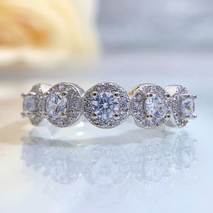 Choucong handgjorda bröllopsringar lyxiga smycken enkla rent 100% 925 sterling silver rund klippt safir vit moissanite diamant ädelstenar kvinnor band ring gåva