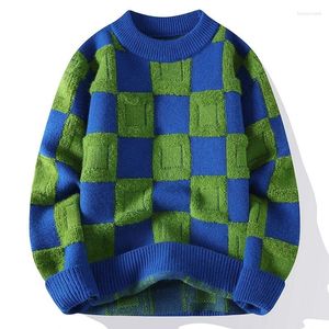 Women's Hoodies Warm Sweater For Men And Women Couple Wear Round Neck Personalized Fashion Checkerboard Panel Bottom Knitted Shirt Clothes