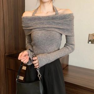 Women's Sweaters Sweater Women Sexy Off Shoulder Loose Korean Fashion Knitwear Autumn Spring Pullover Female Y2k Top 2023