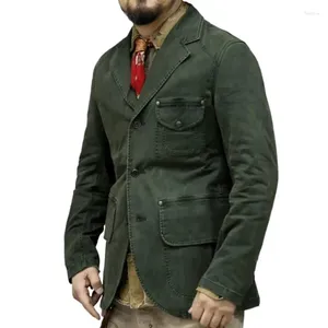 Giacche da uomo Amekaji Indossare abiti da uomo Giacca da safari verde militare Abito casual Americano Retro Autunno Nicchia di buona qualità