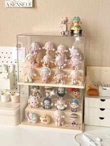 Blind Box Storage Display Stand Acrylic Transparent Lego Hand made Decoration Cabinet for POPMart Dust proof 231221
