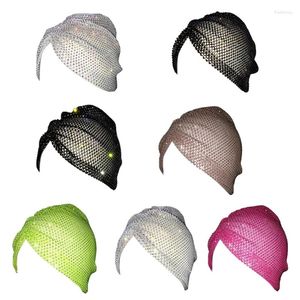 Beralar Moda Shinning Beanie Kadınlar için Nefes Alabilir Elastik Fishnet Mesh Hat Gece Kulübü Dans Saç Aksesuarları