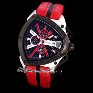 2021 New Tonino Sports Car Cattle Swiss Quartz Chronograph Mens Watch Two Tone PVD Black Dial Dynamic Sports Red Leather Puretime 350G