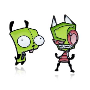 Invader Zim Funny Alien Brooches Pin Art Epoxy Brooch Bag Accessories Accessories Children Toy BJ