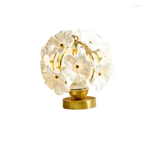 Lampy stołowe włoska szklana lampa kwiatowa sypialnia nocna francuskie studium vintage styl księżniczki