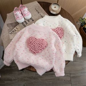 Mädchen Pullover Herbst Winter Pullover für Kinder 2023 Kinder Sweatshirts Liebe Stricken Kleinkind Shirt Warme Baby Tops 231220