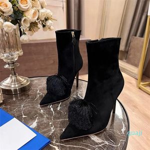 women's shoes are slim high heels pointed side zippers decoration on the front printed fabric surface, fashionable and sexy size 35-42