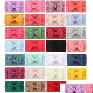 Accessori per capelli Baby Solid Hairband 27 Colori Boho Bows Bascine Girls Girls Bohémien Capelli Nylon Elastic Accessori per fascia elastica Dhkuw Dhkuw