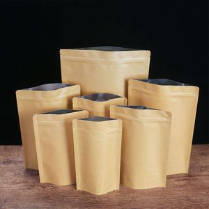 Sacos de embalagem 11 tamanhos de papel marrom kraft stand -up stand -up stand -up standable vedable zip bolsa interna com papel alimentos embalagens de embalagem saco axpau