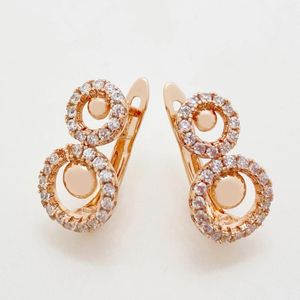 Dangle Earrings Arrival Hollow Women Fashion Texture Circles Fine Jewelry 585 Rose Gold Color Lovely Carved Unique Drop