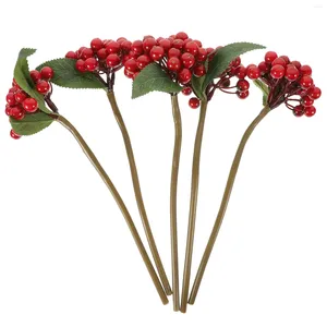 装飾花5 PCS植物ダイニングテーブル装飾クリスマスベリー小枝ソフトPVC人工枝