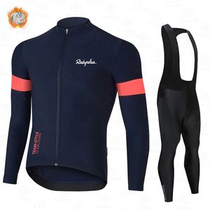 Ropa Ciclismo Warm Raphaful Winter Thermal Fleece Cycling Clothes Men Jersey Suit Outdoor Riding Bike MTB Bib Pants Set 231221