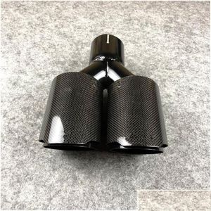 Muffler 1 Pcs Fl Carbon Fiber Add Glossy Black Stainless Steel Exhaust Pipes Akrapovic Car Dual Tips Drop Delivery Mobiles Motorcycl A Dhxww