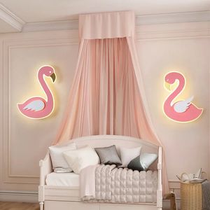 Lampa ścienna pokój dziecięcy księżniczka serce różowe urocze kreskówka Flamingo dziewczyna sypialnia ściana nocna lampa sypialnia dekoracje ścienne światło 231221