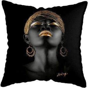 45 45 cm de sala de estar moderna de ouro preto africana mulher estilo look art déco sofá almofada de almofada 231221