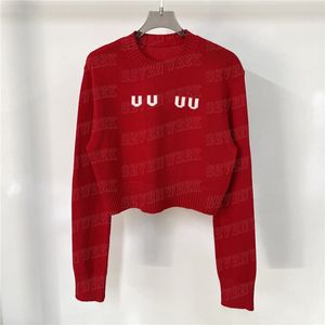 편지 Jacquard Knitted Sweaters Crping Tops for Women Long Sleeve Knitting Hoodies Fashion Casul Red Sweatshirts