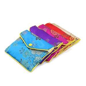 Sacos de jóias com zíper caixas de brocado de tecido contas de buda pulseira jóias estilo chinês sacos de embalagem