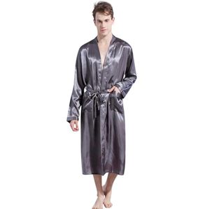 2019 New Spring Autumn Luxury Bathrobe Men Solid Satin Pyjamas Kimono Summer Male Nightrown Saten Robe Albornoz Hombre Badjas 106406496