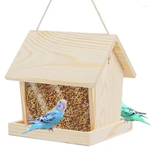 Other Bird Supplies Hanging Wooden Feeder Farmhouse With 2 Landing Trays Feeding Station For Wild Birds Outdoor House