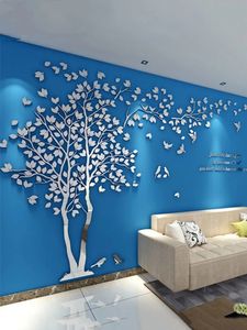 3D Tree Acrylic Mirror Wall Sticker Decals Diy Art TV Bakgrund Poster Sovrum vardagsrum Wallstickers Hemdekoration 231220