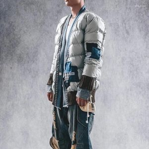 Men's Jackets Do Old Deconstruction Irregular Patch Color Collision Robe Wasteland Style Woman's Clothes Down Jacket Coat