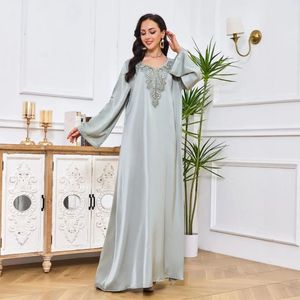 Ethnische Kleidung Perlen verziertes muslimisches Abaya-Kleid für Frauen Dubai Luxus Eid Arab Jalabiya Islamische Abayas Türkei Partykleider Marokkanische Kaftan-Robe