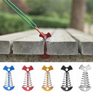 Shelters Deck Anchor Pegs Fishbone Tent Stakes with Spring Windproof Aluminium Alloy Portable Wind Rope Anchor Camping Tent Nail