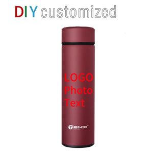 Caneca térmica personalizada DIY Texto de garrafa térmica de 500 ml de garrafa personalizada de presente de vácuo à prova de vazamento de vazamento de vácuo copo de chá de chá de chá 231220