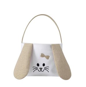 Pasqua Bunny Basket Canvas Huod Hunt Secket Rabbit Orecchie lunghe Sacchetti regalo Pescita Candy Candy Trick o Treat Totes Decor