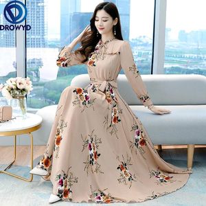 Vestido elegante e elegante vestido de chaquelsleeve vintage 2021 Summer Floral Hollow Out Chiffon Long Evening Party Maxi vestidos vestidos