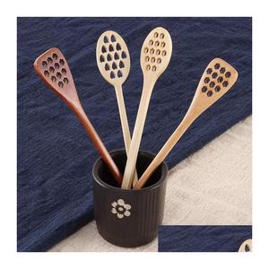 Other Dinnerware Wooden Honey Coffee Spoon Long Mixing Bee Tools Stirrer Muddler Stirring Stick Dipper Wood Carving Spoons Drop Deli Dhj3K
