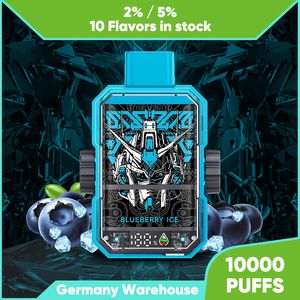 Vape 10000Puffs Vape 10K Puffs Bar Einweg-Spin-elektronische Zigarette 2% 5% Nic Salt 14ML E Liquid Juice Vaper mit LED-Licht und digitalem Bildschirm