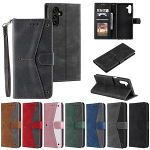 Skórzana portfel dla Xiaomi 14 Pro 13 Ultra Redmi K70E K70 Pro 13C K60 Ultra Hybrid Oppo A38 A2 Contrast Color ID Hit Hit Flip Cover Ręka Uczucie biznesowe Business Torebka