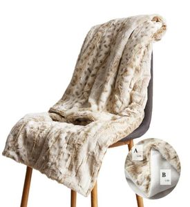 Filtar Comfort Luxury Faux päls kast filt mjuk vit leopard fluffig för soffstol bilsäng 130x160cm6033118