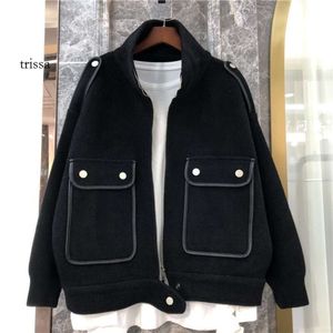 معطف Trapstar Coat Trapstar الصوف القصير لخريف النساء شتاء 2021 نسخة كورية جديدة فضفاضة وسميكة ذوي الياقات العاطفية قمة متعددة الاستخدامات