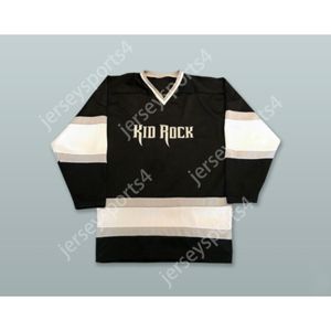 Custom Kid Rock 02 Bad Ass Black Hockey Jersey Nuovo top cucito S-M-L-XL-XXL-3XL-4XL-5XL-6XL