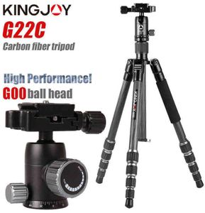 KINGJOY G22C Tripé profissional de fibra de carbono para câmera digital Tripode adequado para viagens Suporte de câmera de alta qualidade 143 cm Max H11705231