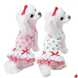 Hundebekleidung Hundebekleidung Niedliche Bärendruckkleidung für weibliche Katzen Sommerweste Kleider Kleine Hunde Rock Elastische Taille Welpenoverall Pr Dhbdu