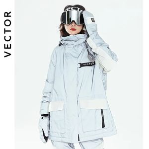 VECTOR Tuta da sci calda da donna con cappuccio Giacca da snowboard da sci riflettente antivento impermeabile da uomo Abbigliamento da esterno 231220