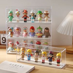 Akryl Clear Doll Toys Storage Organizer Box Mystery Display Stand Popmart Case Waterproof Dust Proof Blind 231221